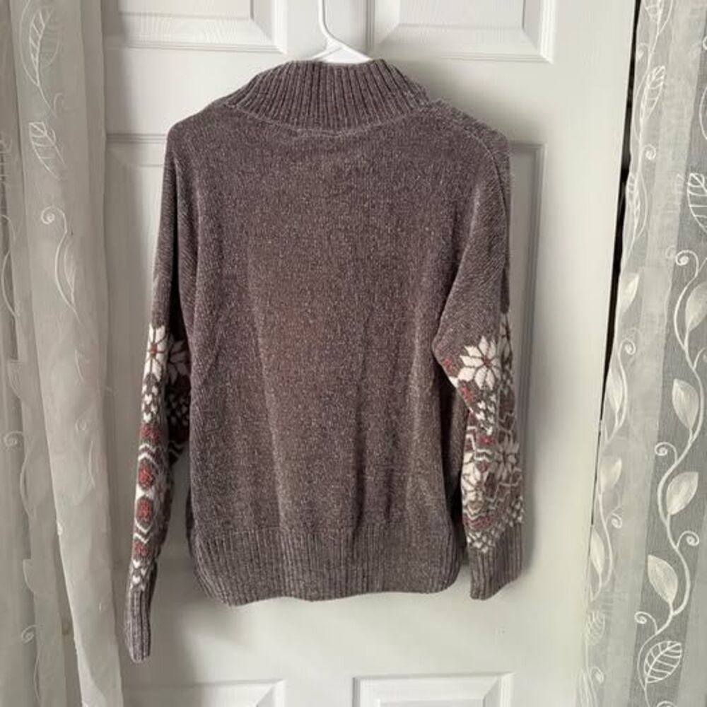 NWOT Christian Siriano Fair Isle Sweater Socks Set Womens Size L Taupe Mock Neck - Picture 8 of 9